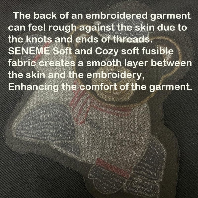 Seneme Soft & Cozy Embroidery Stitch Cover 12" x 12 Yd Fusible Stabilizer for Machine Embroidery Covering Scratchy Stitches (Black Light Weight) - Image 4